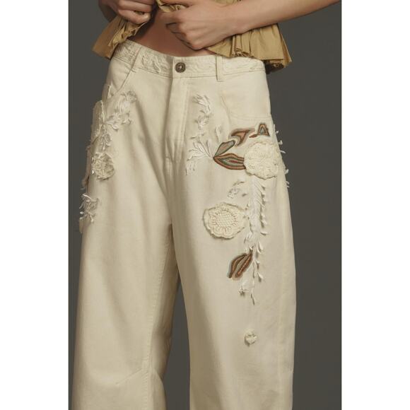 Anthropologie Pilcro Embroidered Cropped Bow Pants - Picture 7 of 10